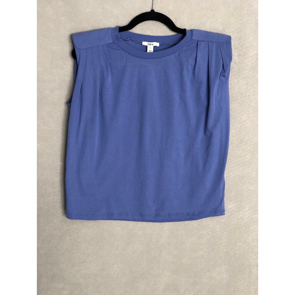 Bar III Padded Shoulder Top Sleeveless Blue Women's Petite Small NEW